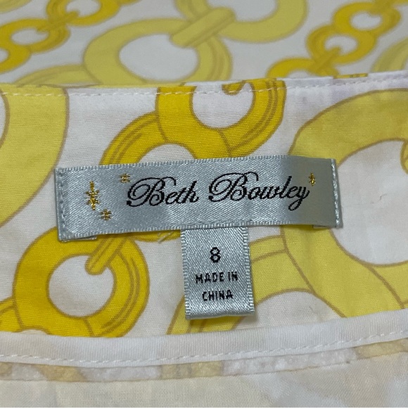 Beth Bowley Yellow Chain Link Cotton Mini Skirt Sz 8 - Picture 5 of 7